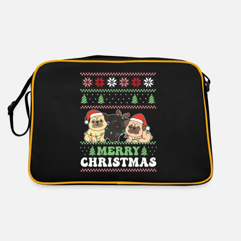 Merry Christmas retro ugly christmas Mops Retro Tasche