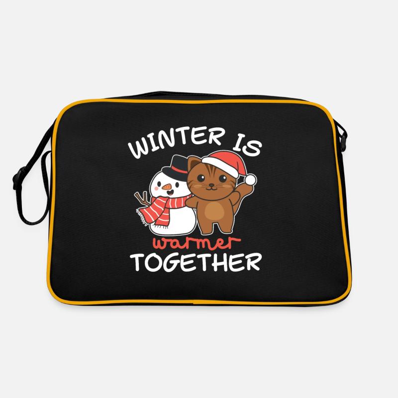 Cat Winter is warmer together Snowman Retro Bag