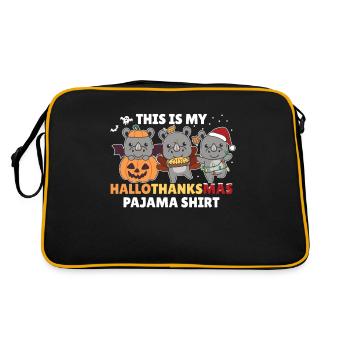 Hallothanksmas Pajama Shirt Nashorn Weihnachten - Retro Tasche - Schwarz/Gold - Hinten