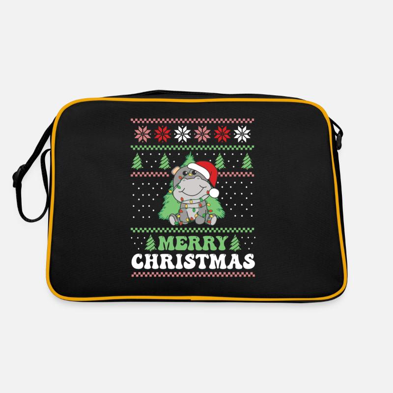 Joyeux Noël rétro moche Noël Hippopotame Sac Retro