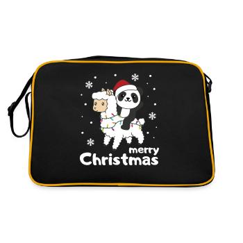 Panda Lama Alpaca Christmas Winter Animals - Retro Bag - black/gold - Back