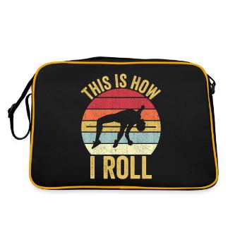 Funny Pole Vaulting Stabhochsprung So rolle ich - Retro Tasche - Schwarz/Gold - Hinten