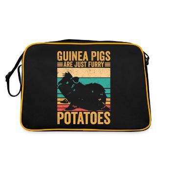 Lustige Meerschweinchen sind nur pelzige Kartoffel - Retro Tasche - Schwarz/Gold - Hinten