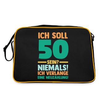 Fünfzig 50 Jahre Fünfzigster Geburtstag - Retro Tasche - Schwarz/Gold - Hinten