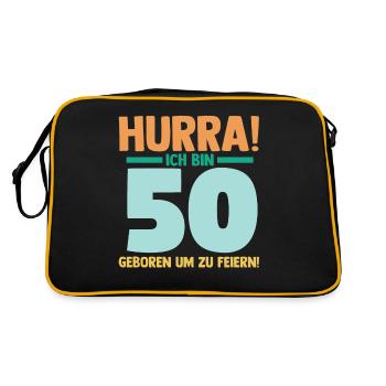 Fünfzig 50 Jahre Fünfzigster Geburtstag - Retro Tasche - Schwarz/Gold - Hinten