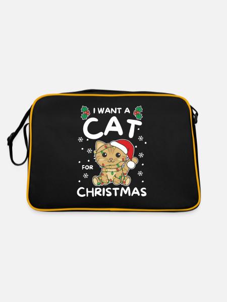 I want a cat for Christmas cute cats - Retro Bag - black/gold - Back