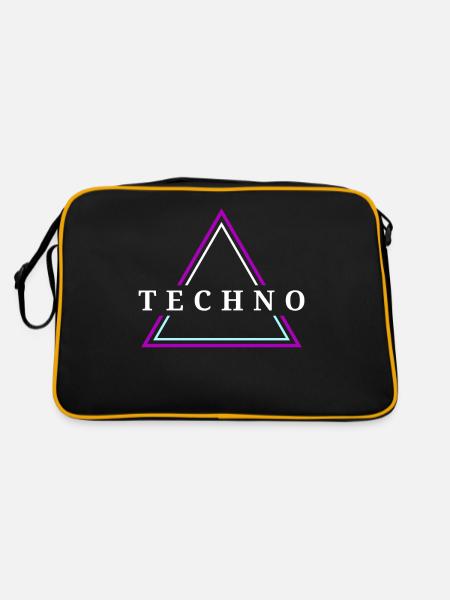 Techno House Party EDM Festival Goa Electro Rave - Sac Retro - noir/or - Dos
