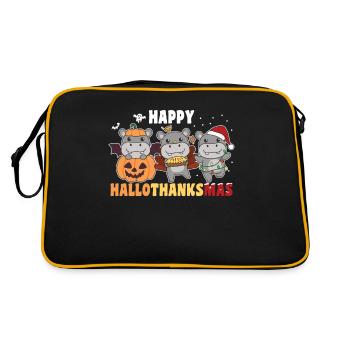 Happy Hellothanksmas Hippos Christmas Hippo - Retro Bag - black/gold - Back