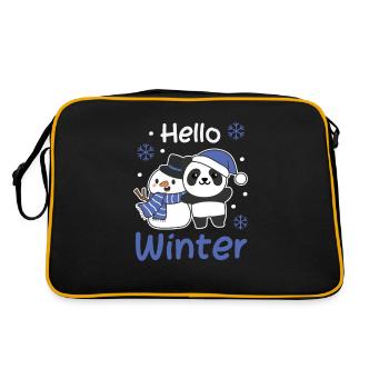 Panda Hello Winter schneemann schnee - Retro Tasche - Schwarz/Gold - Hinten