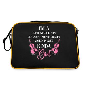 Violin Violinist Girl I'm A - Retro Tasche - Schwarz/Gold - Hinten