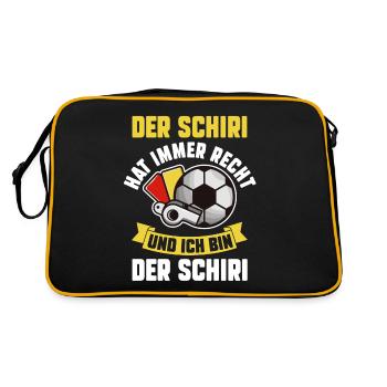 Schiri Unparteiischer Fußball Schiedsrichter - Retro Tasche - Schwarz/Gold - Hinten