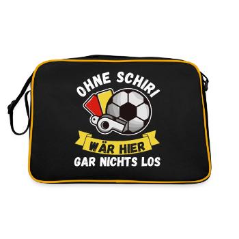 Schiri Unparteiischer Fußball Schiedsrichter - Retro Tasche - Schwarz/Gold - Hinten