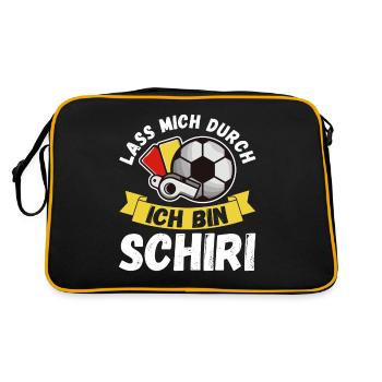 Schiri Unparteiischer Fußball Schiedsrichter - Retro Tasche - Schwarz/Gold - Hinten