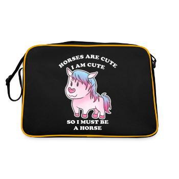 Pferde sind niedlich ich bin niedlich also bin ich - Retro Tasche - Schwarz/Gold - Hinten