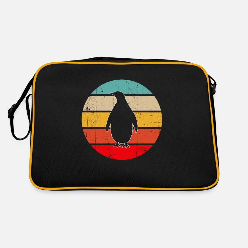 Pinguin Retro - Retro Tasche - Schwarz/Gold