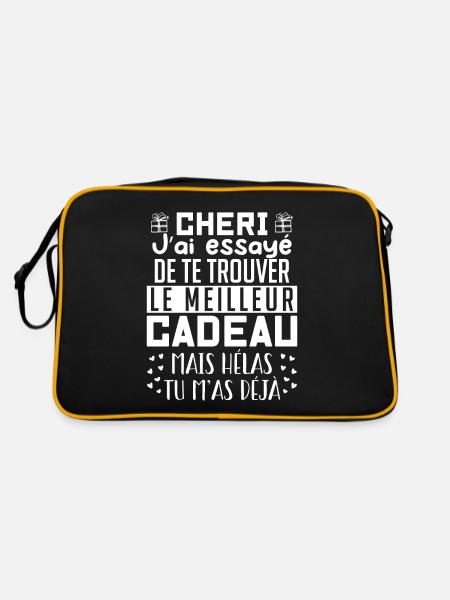 Chéri J'ai Essayé De Te Trouver Le Meilleur Cadeau - Sac Retro - noir/or - Dos