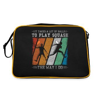 It Takes A Lot Of Balls To Play Squash - Retro Tasche - Schwarz/Gold - Hinten