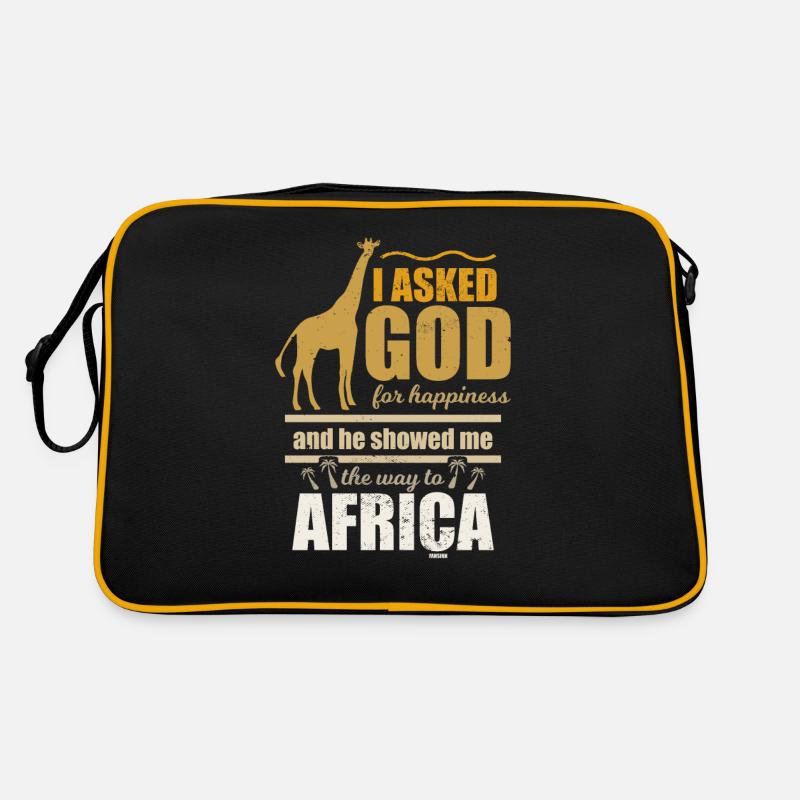 Giraffe Gott Religion lustiger Afrika Spruch - Retro Tasche - Schwarz/Gold
