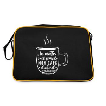 café humour, café du matin citation, - Sac Retro - noir/or - Dos