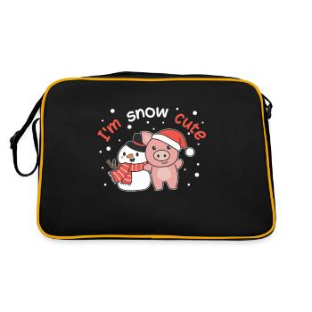 Pig I'm snow cute snowman snow pun - Retro Bag - black/gold - Back