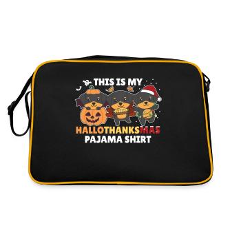 Hallothanksmas Pajama Shirt Rottweiler Weihnachten - Retro Tasche - Schwarz/Gold - Hinten