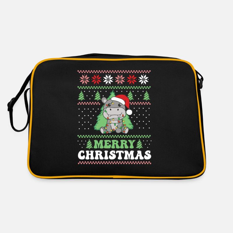 Joyeux Noël rétro moche Noël Hippopotame Sac Retro
