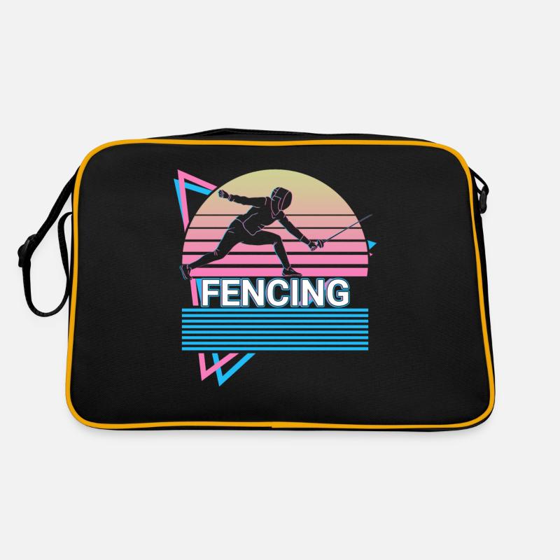 Fechten Fechter Retro - Retro Tasche - Schwarz/Gold