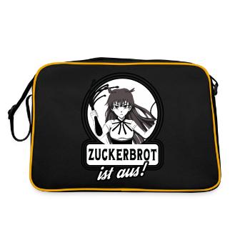 Anime-Manga Mädchen mit Pferde-Peitsche, - Retro Tasche - Schwarz/Gold - Hinten