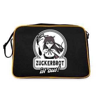 Anime Manga Mädchen mit Pferde-Peitsche, - Retro Tasche - Schwarz/Gold - Hinten