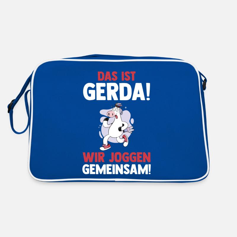 Das Ist Gerda Wir Joggen Gemeinsam Kuh Retro Tasche