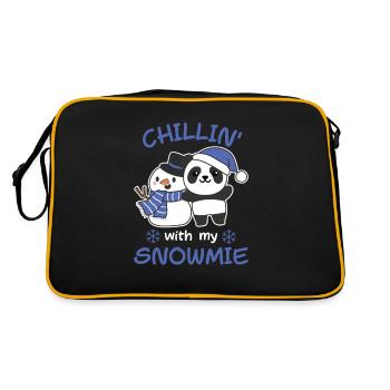 Panda Chillin with my snowmie snowman - Retro Bag - black/gold - Back