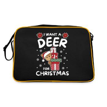 Je veux un cerf pour Noël cerf mignon - Sac Retro - noir/or - Dos