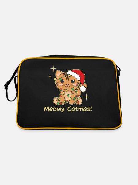 chat animaux de noël mignon chat miaou catmas - Sac Retro - noir/or - Dos