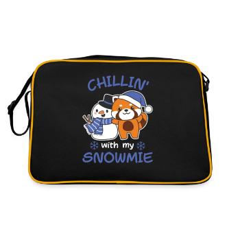 Red Panda Chillin with my snowmie snowman - Retro Bag - black/gold - Back