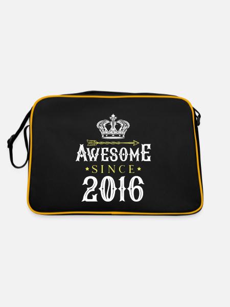 2016 awesome since - Retro Tasche - Schwarz/Gold - Hinten