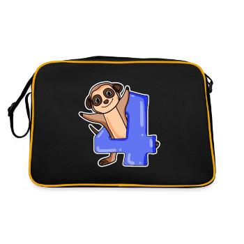 4 Jahre alt - 4. Geburtstag mit Tier Motiv - Retro Tasche - Schwarz/Gold - Hinten