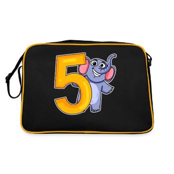 5 Jahre alt - 5 Geburtstag mit Tier Motiv - Retro Tasche - Schwarz/Gold - Hinten