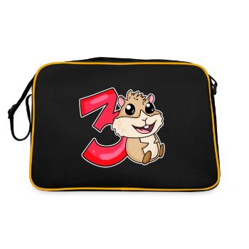 3 Jahre alt - 3 Geburtstag mit Tier Motiv - Retro Tasche - Schwarz/Gold - Hinten