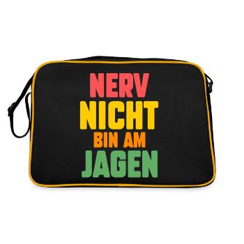 Nerv Nicht Bin Am Jagen - Retro Tasche - Schwarz/Gold - Hinten