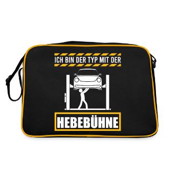 KFZ Mechaniker Auto Tuning, Racing Car, Techniker - Retro Tasche - Schwarz/Gold - Hinten