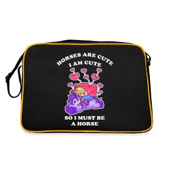 Pferde sind niedlich ich bin niedlich also bin ich - Retro Tasche - Schwarz/Gold - Hinten