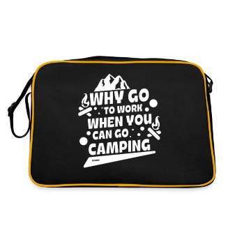 Camping Arbeit Büro Urlaubsreif Spruch - Retro Tasche - Schwarz/Gold - Hinten