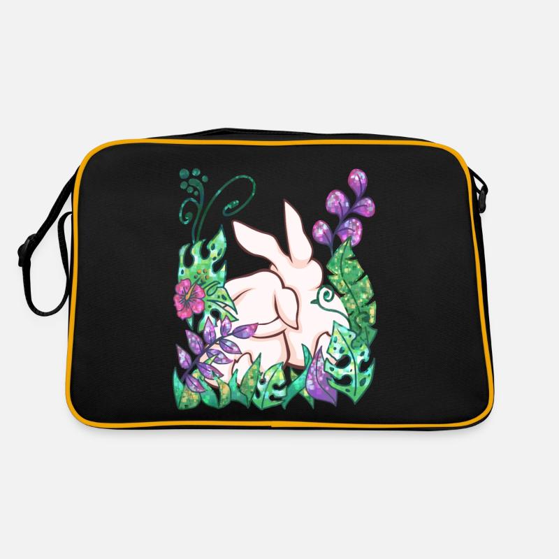 Hase Tier Geschenk Dschungel - Retro Tasche - Schwarz/Gold
