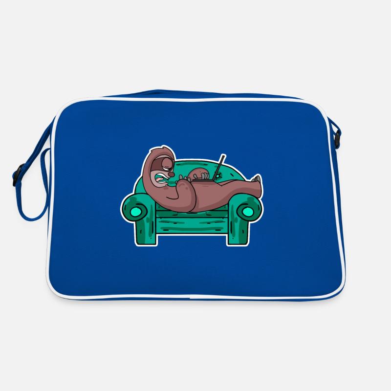 Faultier auf Sofa Laptop Mitarbeiter Retro Tasche