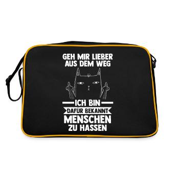 Geh Mir Lieber Aus Dem Weg Ich Hasse Menschen Hund - Retro Tasche - Schwarz/Gold - Hinten