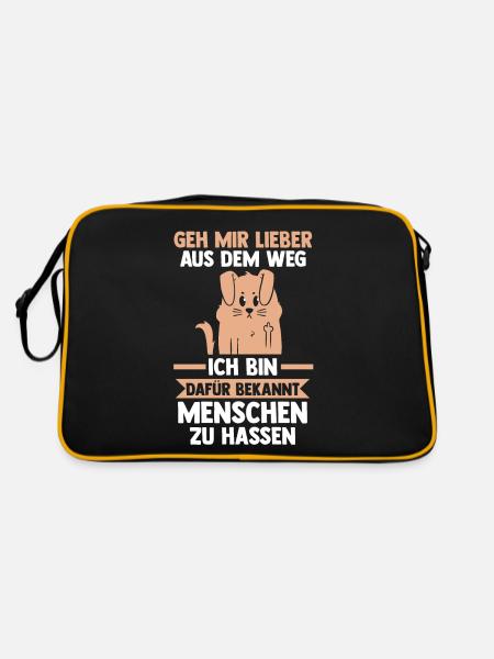 Geh Mir Lieber Aus Dem Weg Ich Hasse Menschen - Retro Tasche - Schwarz/Gold - Hinten