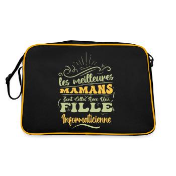 Meilleure Maman Avec Fille Informaticienne - Sac Retro - noir/or - Dos