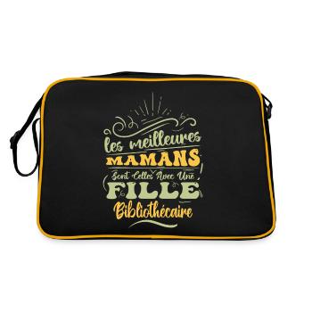 Meilleure Maman Avec Fille Bibliothécaire - Sac Retro - noir/or - Dos