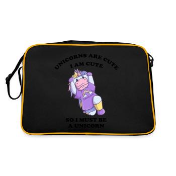 sportliches Einhorn - Retro Tasche - Schwarz/Gold - Hinten
