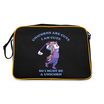 golfende Einhörner sind süß ich bin süß - Retro Tasche - Schwarz/Gold - Hinten
